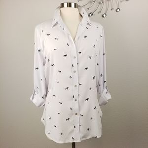 Jane and Delancey | French Bulldog White Rayon Top